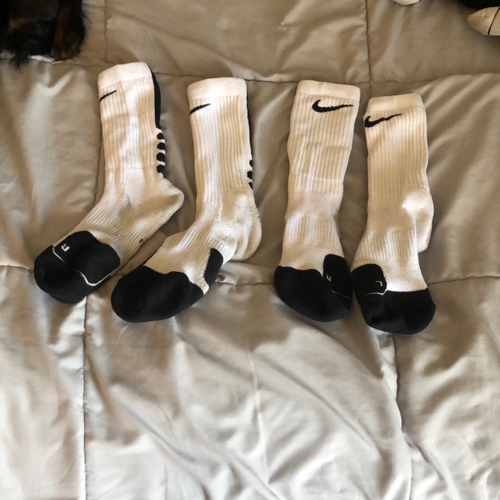 White and Black Nike Elite Socks